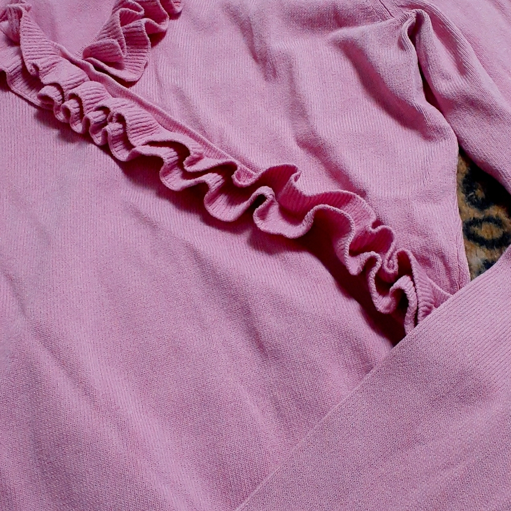 Pink Max Studio Ruffled Blouse Size M - Picture 5 of 8